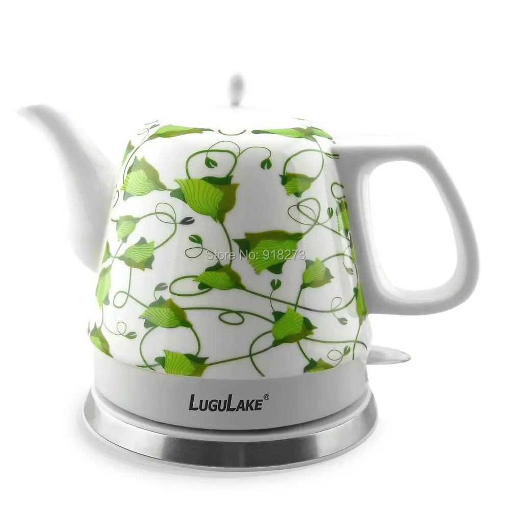 LuguLake Teapot Ceramic Electric Kettle, Cordless Water Tea Boiler