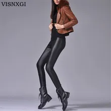 New 2018 Thickening Black Leather Boots Leggings Skinny Pants Winter Warm Women s Trousers Winter Pants