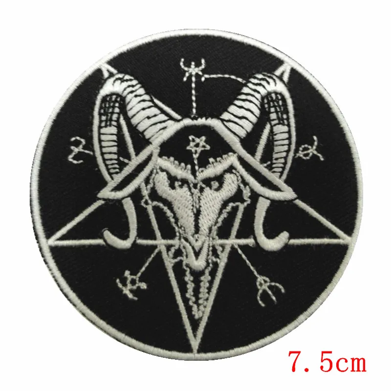 Нашивка Aanywe сатана пентаграмма baphomet черная металлическая нашивка с вышивкой|iron-on
