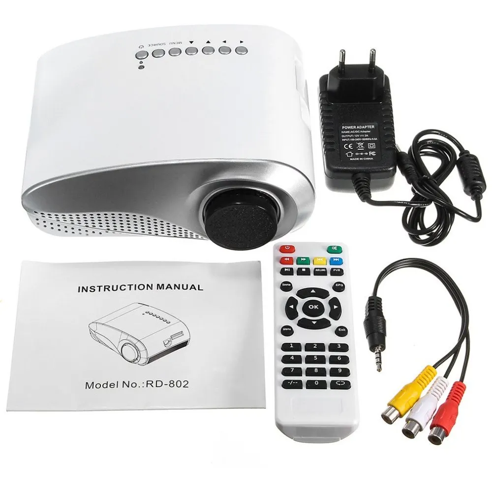

3D Full HD 1080P Mini Portable Projector LED Multimedia Player USB VGA HDMI TV AV 18000K LED Projector Home Theater