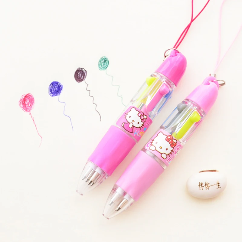 

X22 Cute Kawaii Hello Kitty 4 Colors Mini Protable Press Ballpoint Pen Student Writing Stationery School Office Supply Gift