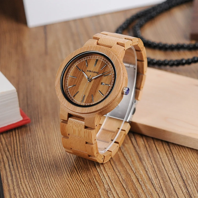 BOBO BIRD оригинальные деревянные кварцевые часы ручной работы J-P23 с деревянным ремешком Авто отображение даты relogio masculino