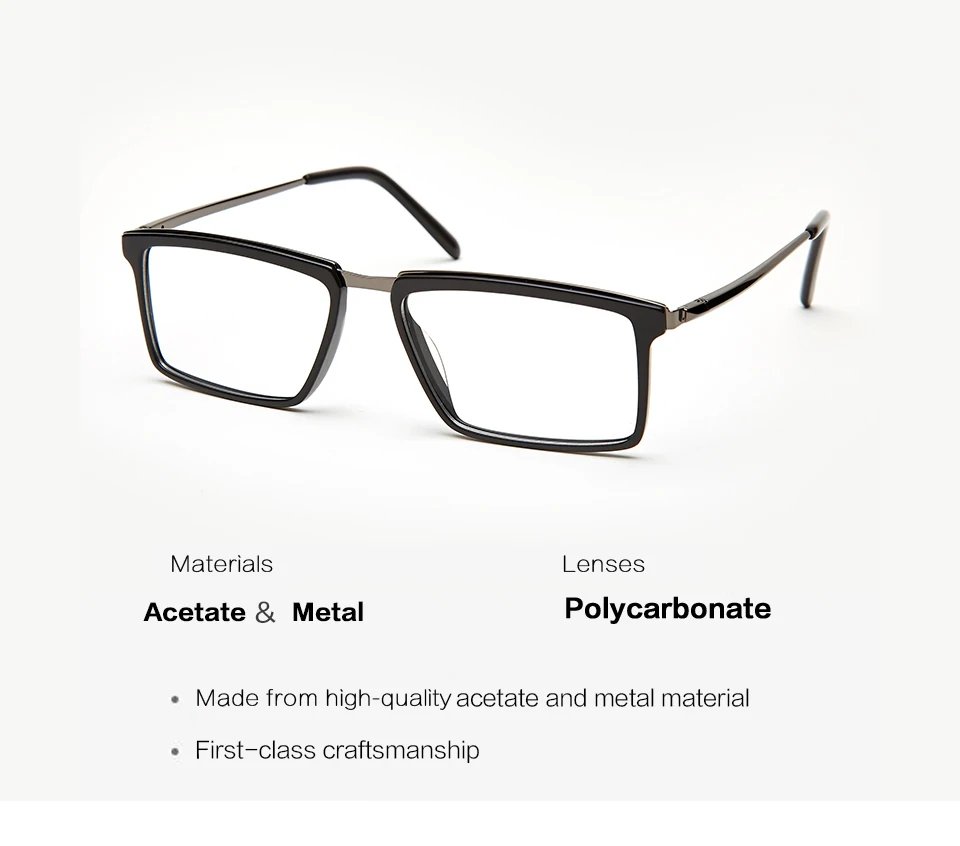 Оправы для очков мужские ацетатная оправа для очков оптические очки Черные Ретро-стиль прямоугольные оправы мужские#3015G27C4