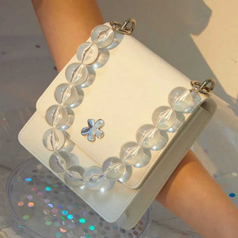 

Spring and Summer 2019 New Designer Solid Color Beaded Portable Small Square Bag Clutch Famous Brand Women Waist HandBags