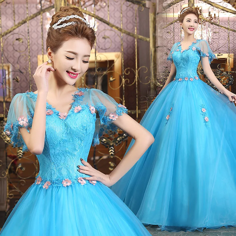 

Ball Gown Lace Quinceanera Dresses 15 Sweet 16 Puffy Blue Quinceanera Gown Prom Dresses for 15 Years Quinceanera habitu