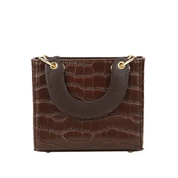 

New Arrival Women's Handbag Square Metal Decoration Crossbody Bag PU Leather Totes