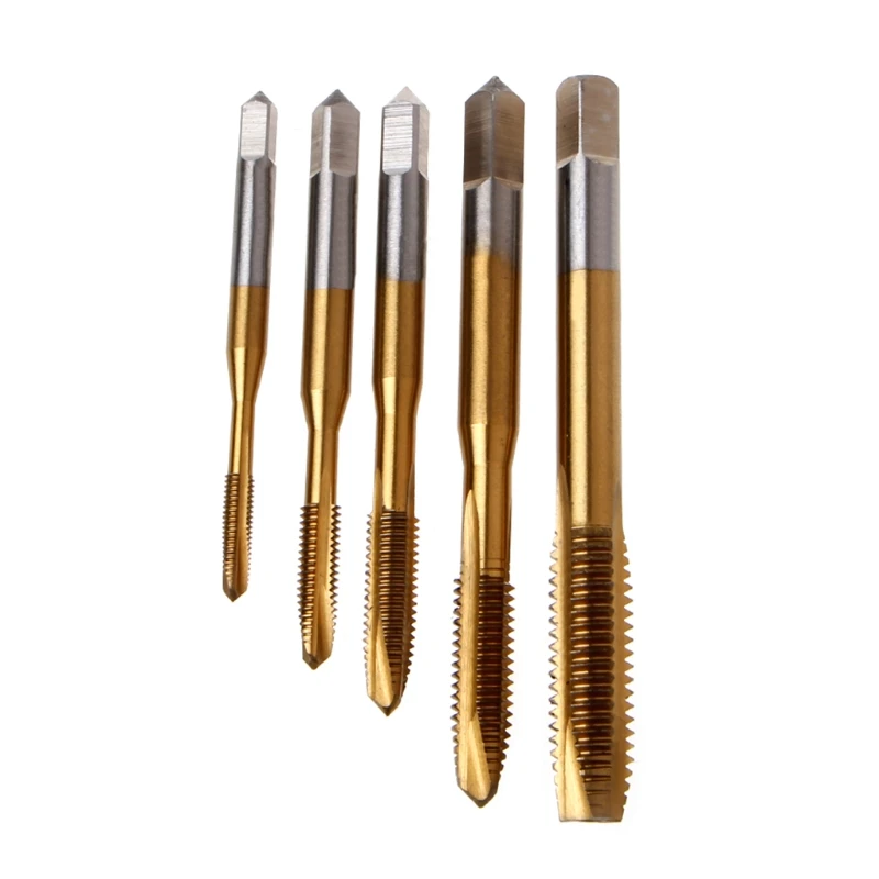 

5Pcs HSS Screw Thread Metric Spiral Fluted Machine Screw Taps Coated Drill Bits