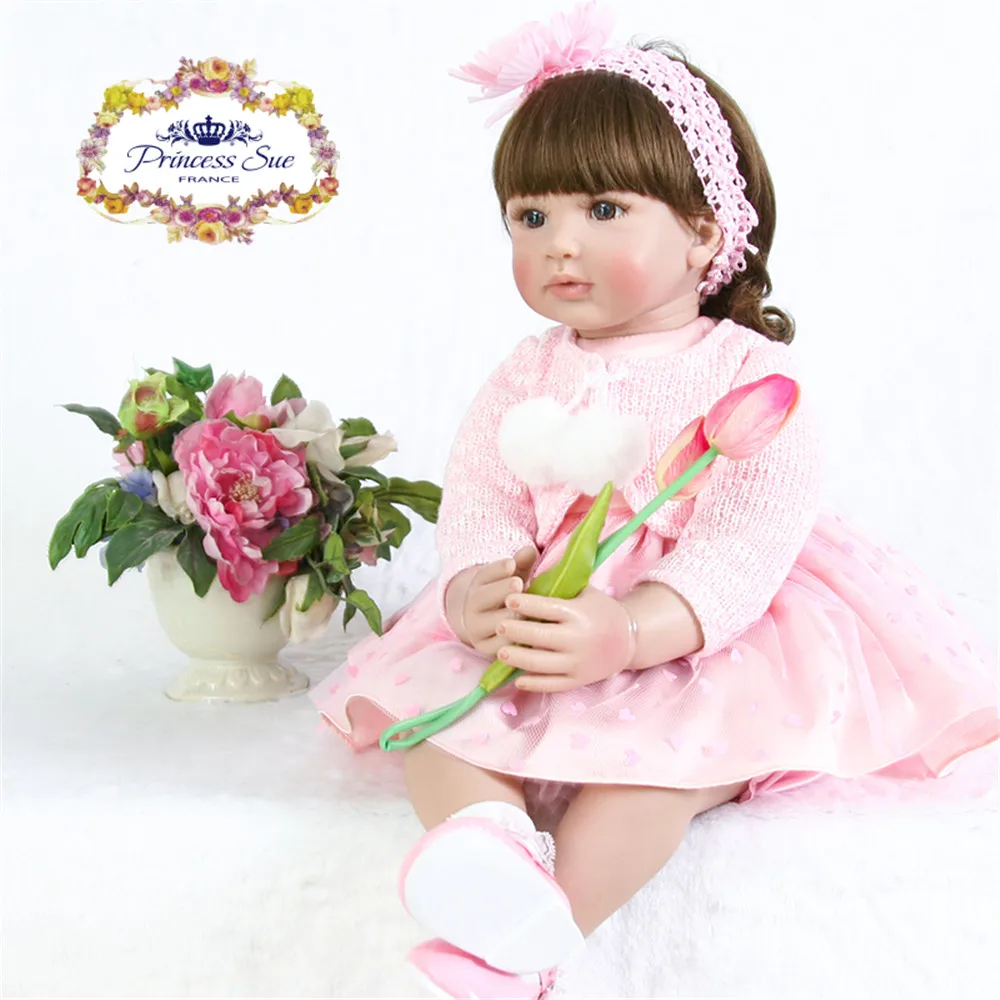 

22 inch 55 cm reborn Silicone dolls, lifelike doll reborn Lovely baby boy and girl's holiday gift