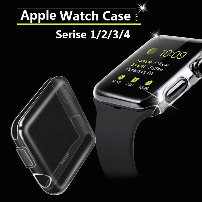 Protector case For Apple Watch 4 3 2 1 40MM 44MM 360 Clear TPU Cover Full Case For Iwatch 4 3 2 1 38MM 42MM