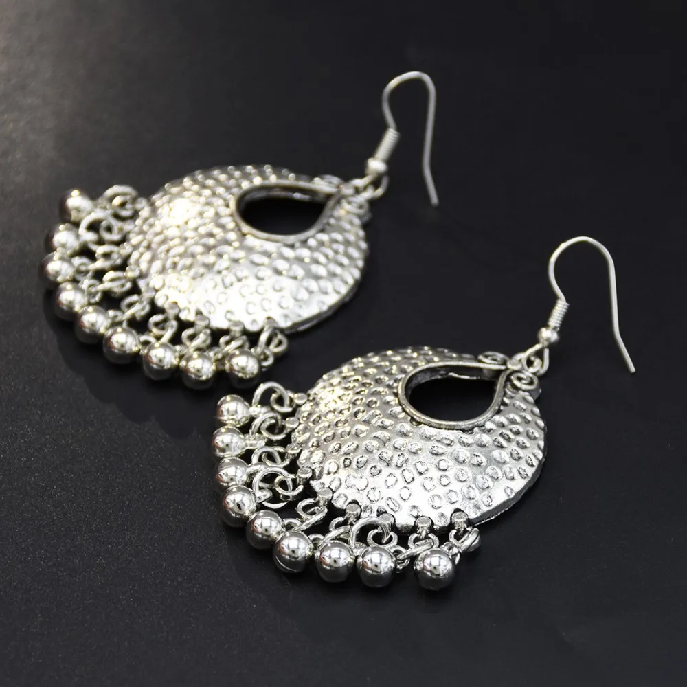 Индийские Jhumka массивные серьги с цветными кисточками овальные висячие хиппи
