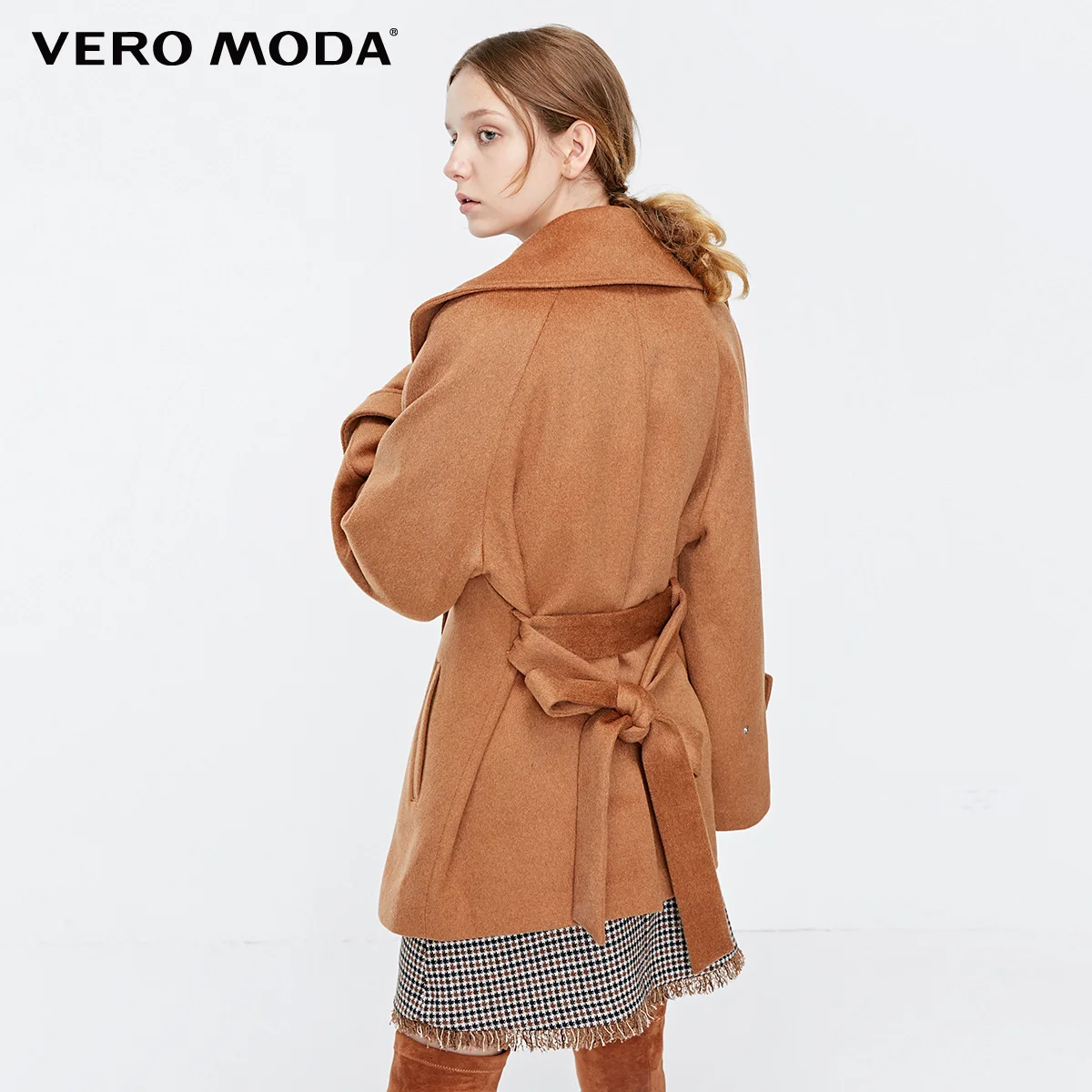 Vero Moda пальто женское новое шерстяное с отворотами и пуговицами регулируемыми