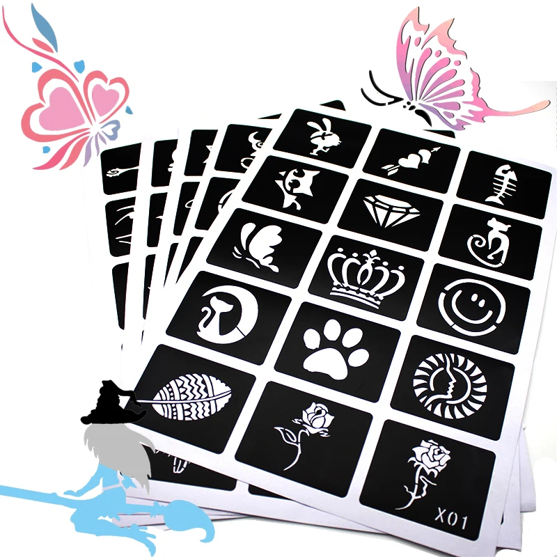 

Aliexpress Direct 133pcs Airbrush Glitter Tattoo Stencil Women Kids Drawing Template,Small Flower Butterfly Henna Tattoo Stencil