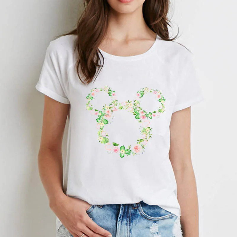 

Women Tshirts Flower O-neck Floral Ladies Cartoon Tee Female Casual Tshirt Ladies Woman Clothes T-shirt Short Sleeve T Tops