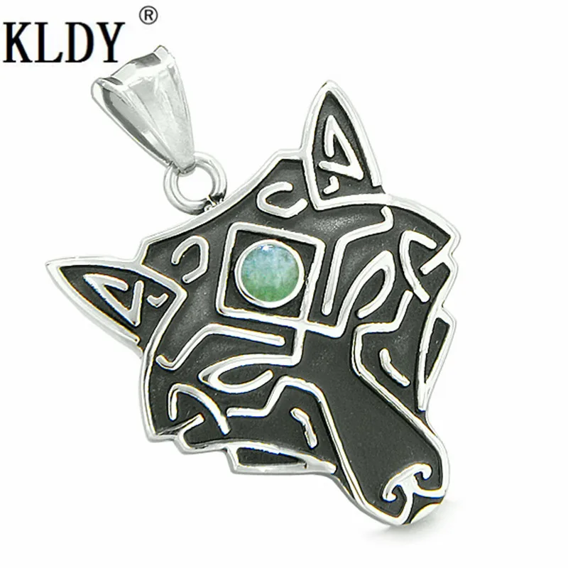 KLDY Punk Wolf Series кулон ожерелье зеленый кварц драгоценный камень амулет мужчины из