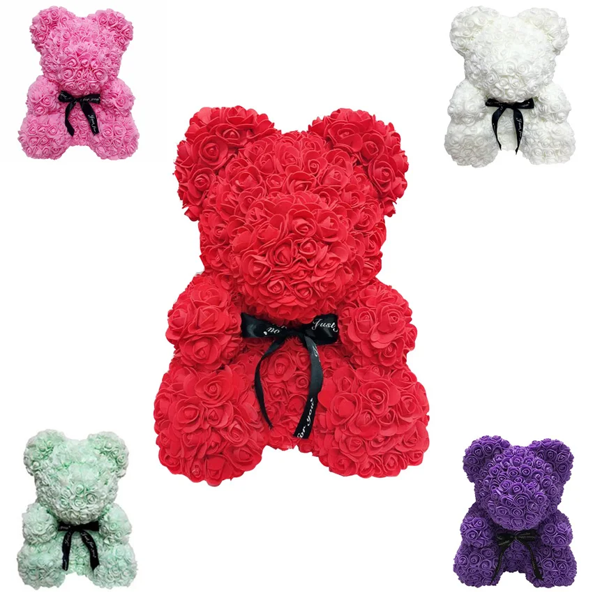 

2019 Hot Sale 40cm Soap Foam Bear of Roses Teddy Bear Rose Flower Artificial New Year Gifts for Women Valentines Gift