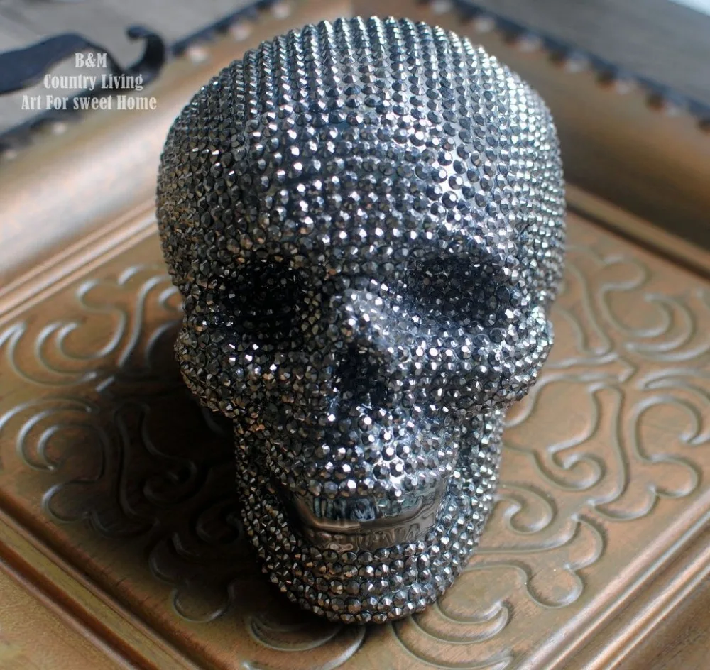 

Ceramics Skull Decoration Collection Money Box Without Entrance Home Bar Ornament Glitter Skull Gift