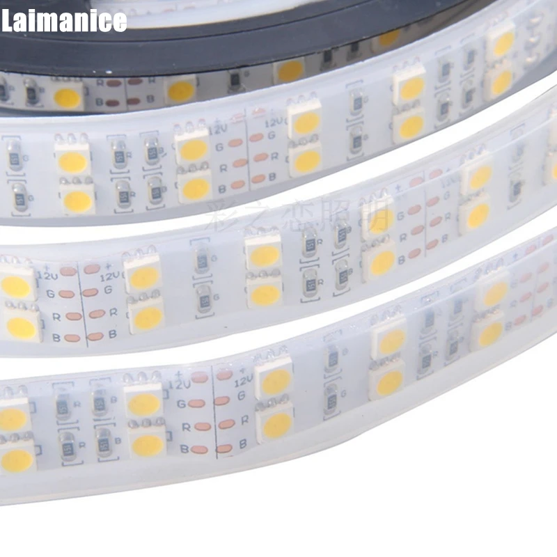 

5M/roll 5050 SMD Double Row 600LEDs white/warm white RGB IP67 Waterproof Flexible LED Strip Lights 120LEDs/M Tape DC12V