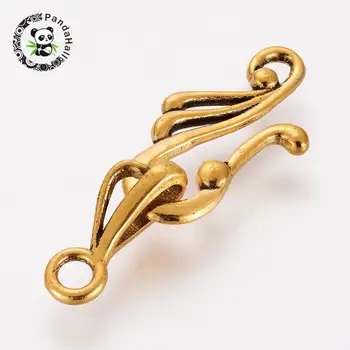 

Tibetan Style Hook and Eye Clasps, Lead Free and Cadmium Free, Antique Golden, Size: Toggle: 12mm wide, 25mm long, Tbars: 16mm