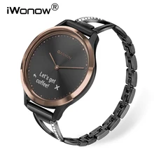 Stainless Steel + Diamond Watchband for Garmin Vivomove HR / 3 / 3S / Vivoactive 4/ 4S/ Venu/ Luxe/ Style Watch Band Women Strap