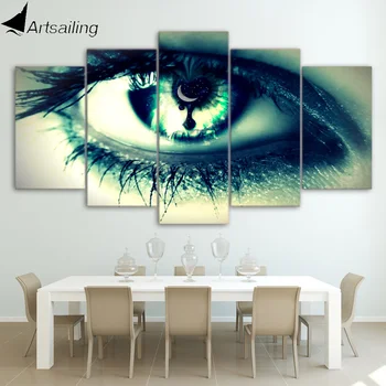 

5 Piece HD Printed Green Woman Eye Painting Canvas Prints Room Decor Posters and Prints Free shipping ny-1651