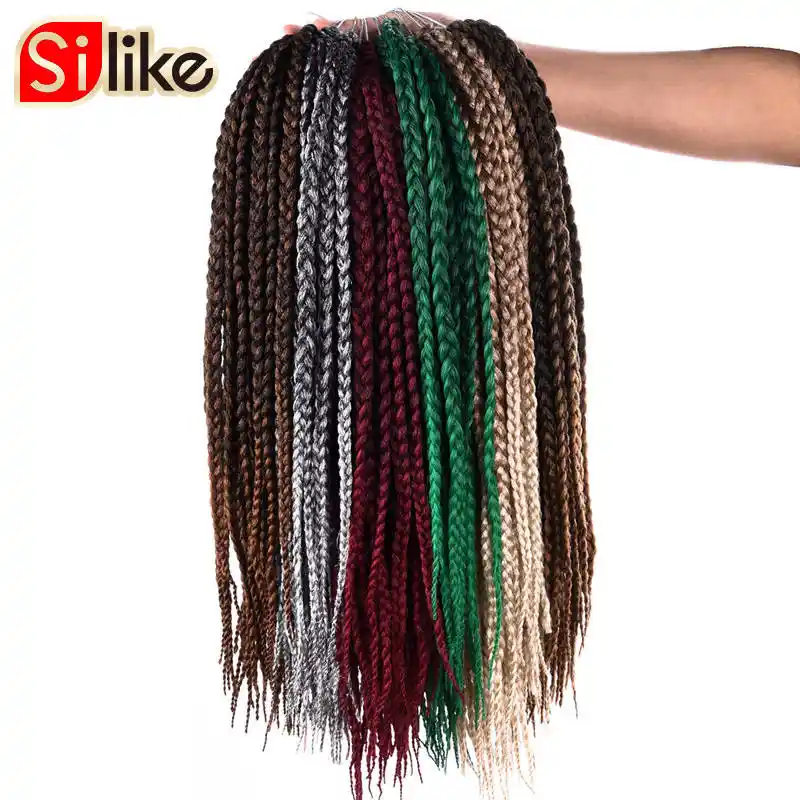 Silike Synthetic Ombre Black Gray 3s Small Box Braids Crochet Hair