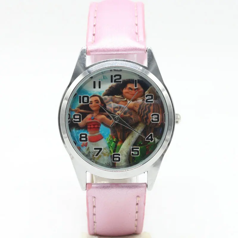 Новая мода Moana часы Дети Мальчики Подарок Часы повседневные кварцевые наручные часы Relogio Relojes - Цвет: Розовый