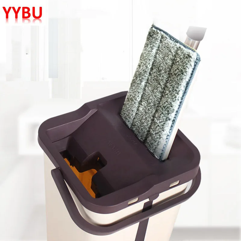 

YYBU House Floor Cleaning Mop Bucket with Wringe Dropshipping 360 Degree Rotated Mop Wipes Cleaning Tools Floors Lazy Flat Mop