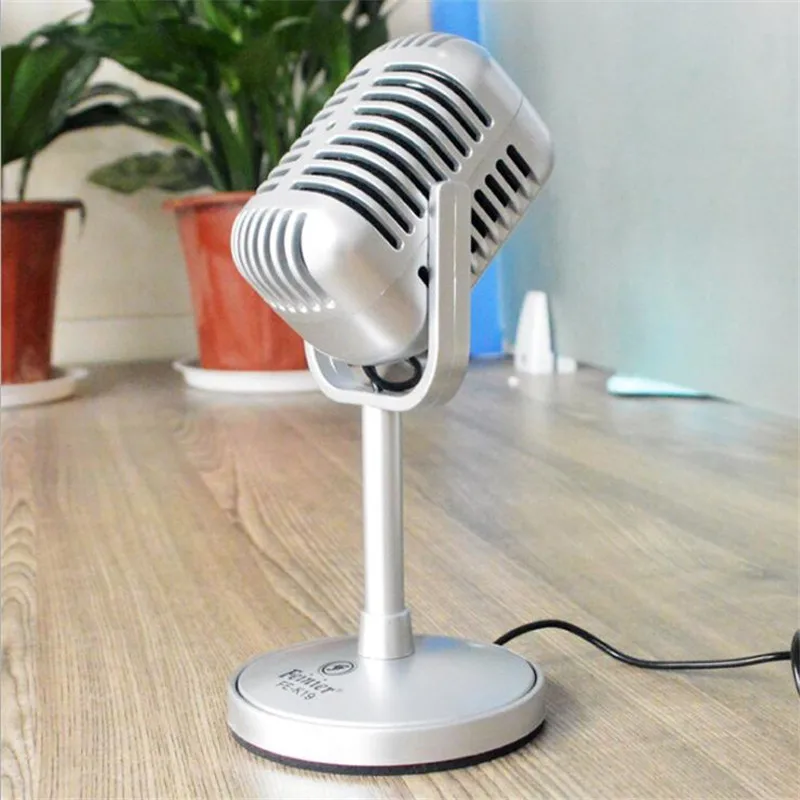 Высокое качество Ретро атласное покрытие поверхности винтажный микрофон мини микрофон проводной микрофон для записи на компьютере микрофон