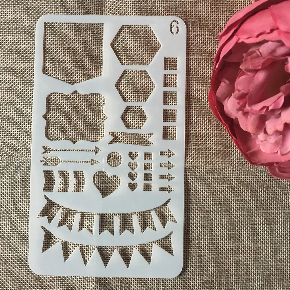 1Pcs A6 Paint Draw Model 6 DIY Craft Layering Stencils Wall Scrapbook Stamp Embossing Album Decorative Card Template | Канцтовары для