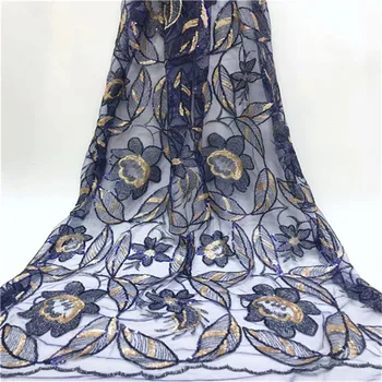 

Beautiful Design Sequined Embroidered Mesh Lace Fabric For Women Party Dress Lace African Gold Sequins Guipure Net Lace Material