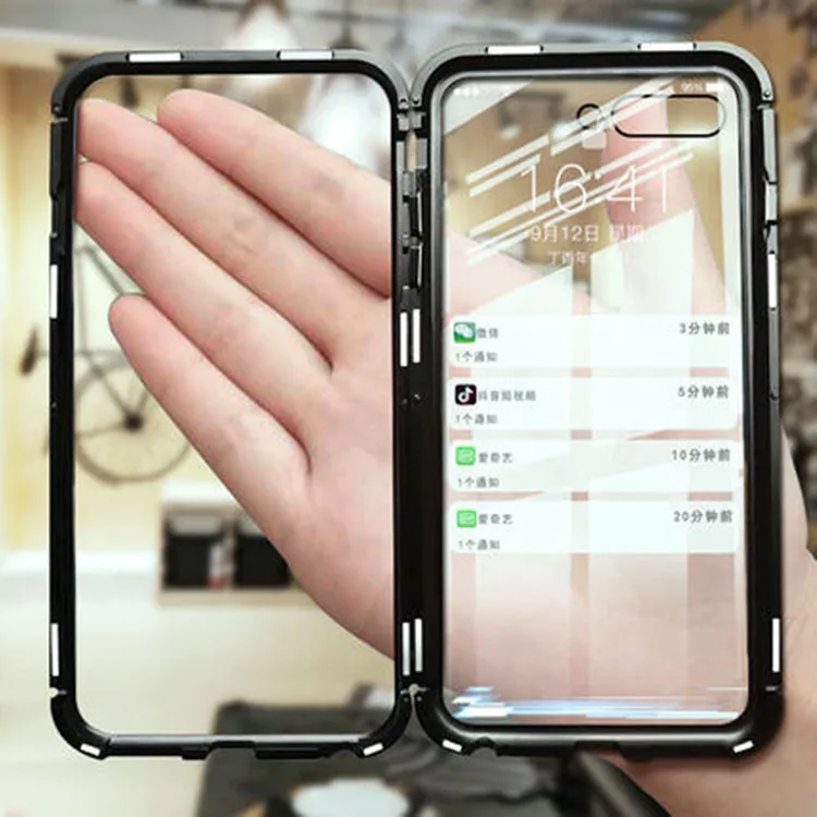

Magnetic Adsorption Metal Case For Iphone XR X XS Max Tempered Glass Back Magnet Cover For iphone 6 6S 7 8 Plus ases