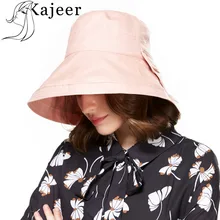 Kajeer летняя Рыбацкая шляпа с фиксированной формой Кепка для защиты от ультрафиолета ведро пляжная широкая граница с большим бантом женская хлопковая Панама
