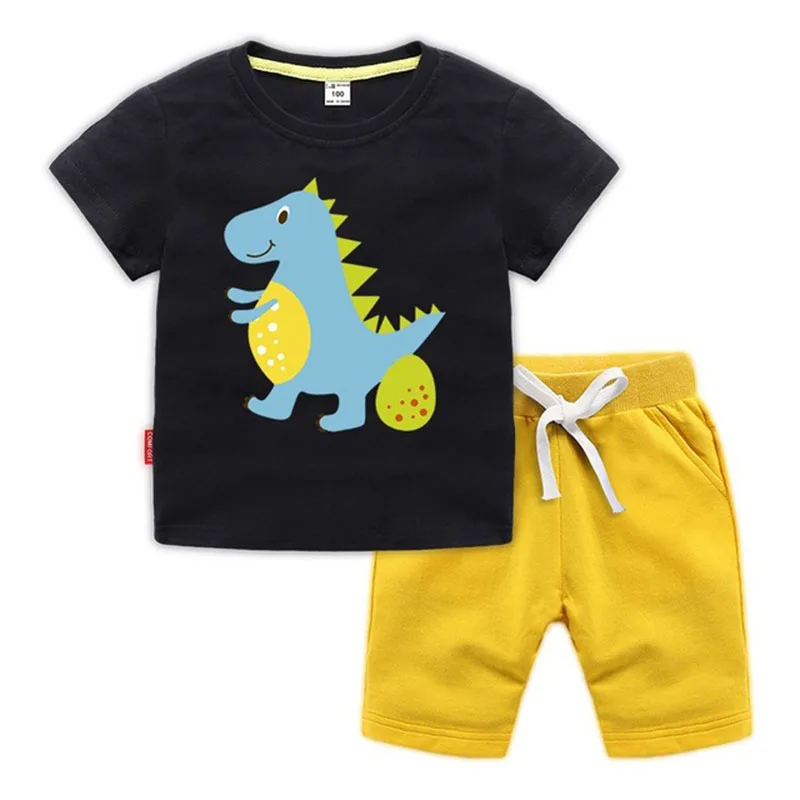 Moggi Cat Enjoy Kids Clothes Active Boys Sets Summer Short Sleeve Shirts+Shorts Pants Dinosaur 2 pieces Clothing Children 2019 (5)