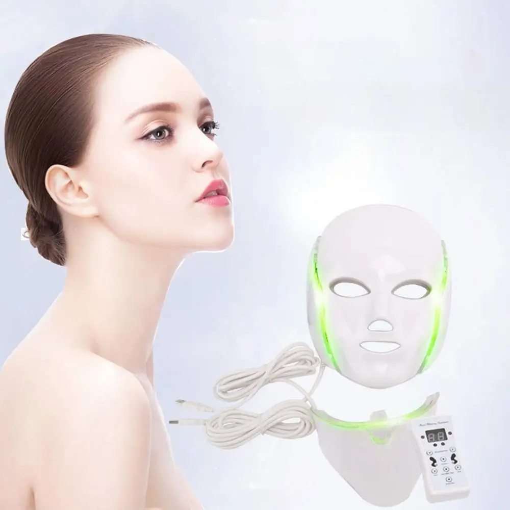 7 Colors Led Facial Mask Led Household Spectrometer Face Mask Machine Light Therapy Acne Mask Neck Beauty Led Mask OPP Bag Pack