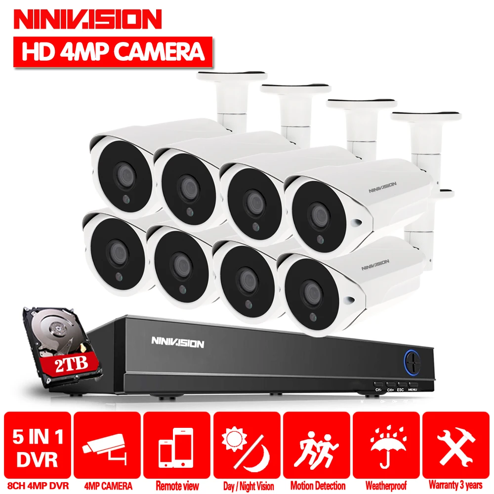 

8 Channel CCTV system AHD 4MP DVR with 8PCS Super HD 4MP Security camera System 4MP 36 LEDs camera video surveillance kit 2tb