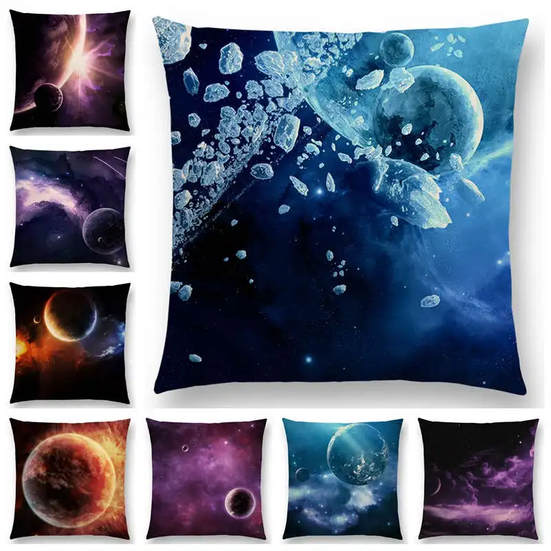 

Hot Sale Mysterious Universe Vast Outer Space Beautiful Planets Gorgeous Radiance Cushion Cover Car Decor Sofa Throw Pillow Case