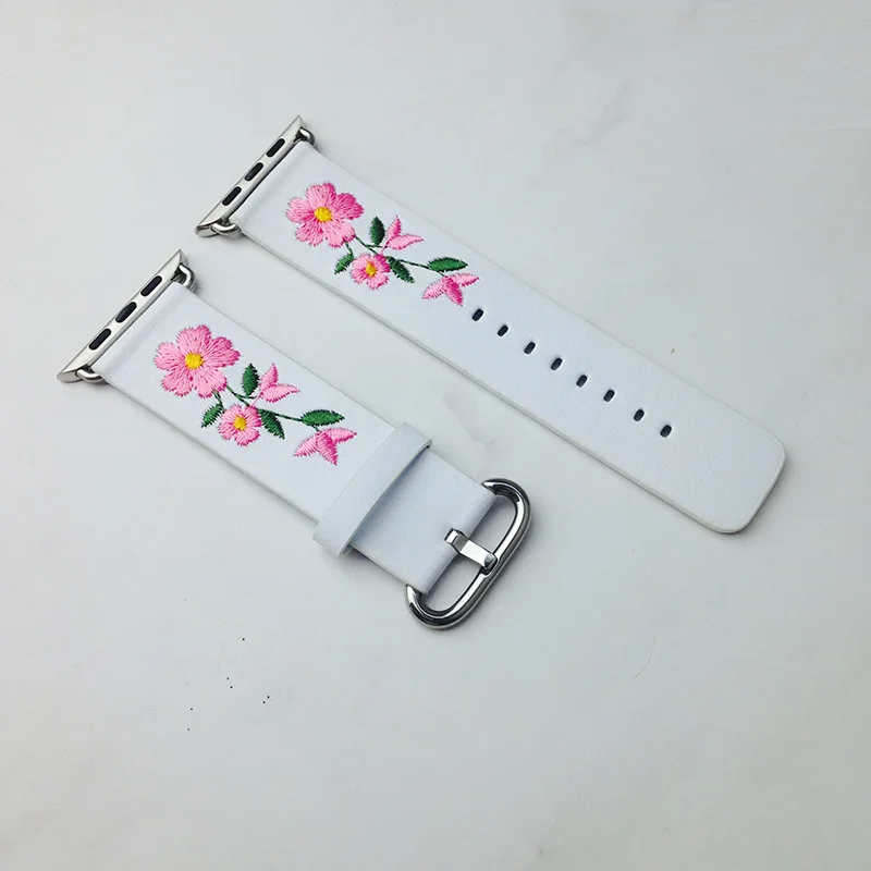 1pc Floral Embroidery Elastic Single Circle Knit Watch Band For Apple Watch  Series 7/6/5/3/se/8, Summer Style