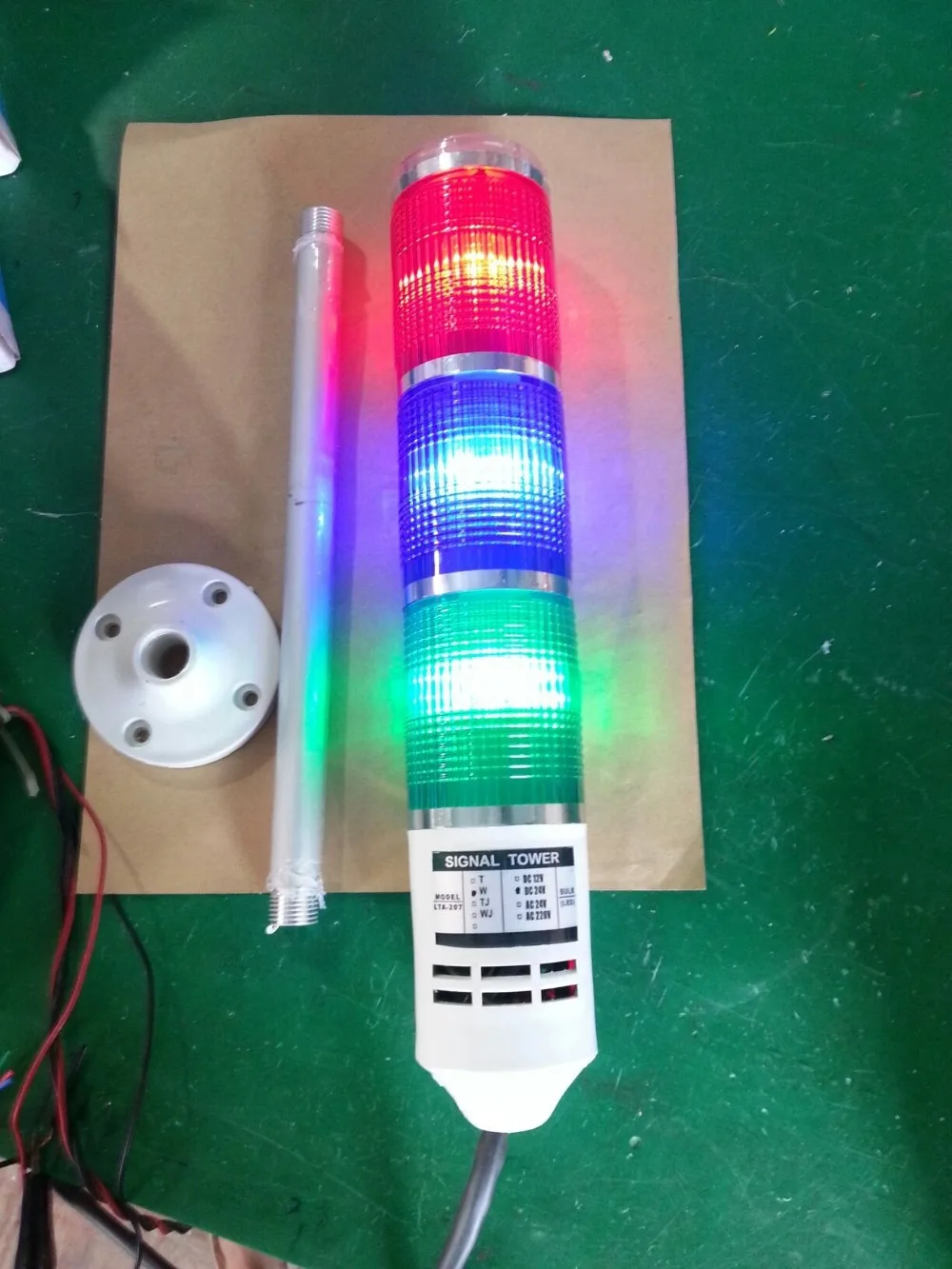 

LED Signal Tower Light Stack Warning Lamp LTA507-3 without Buzzer, Flashing/Steady Light, Red,Yellow,Green, Bule, White