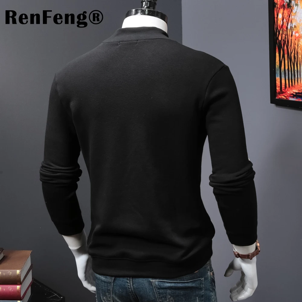 sweatshirts men t-shirt plus velvet thickening t shirt mens turtleneck winter clothes 2018 pullover male long sleeve tshirts  (2)