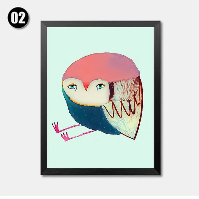 Modern-Watercolor-Cartoon-Cute-Colorful-owl-Art-Canvas-Painting-Posters-and-Prints-Picture-Kids-Room-Home.jpg_640x640 (1)