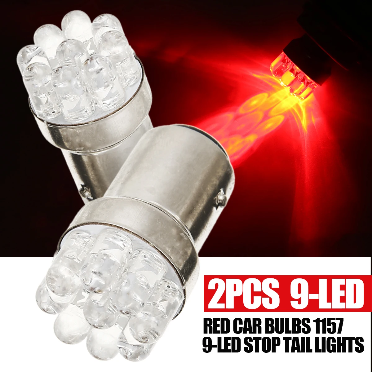 DC 12V BA15D 1157 Car Stop Brake Light 9-LEDs High Brightness Red Car Signal Lamp Taillight Bulbs