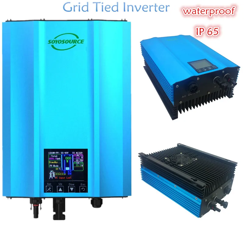 

1200W grid tie power inverter PV input 85-130v High frequency isolation AC230V battery discharge waterproof solar inverter IP65