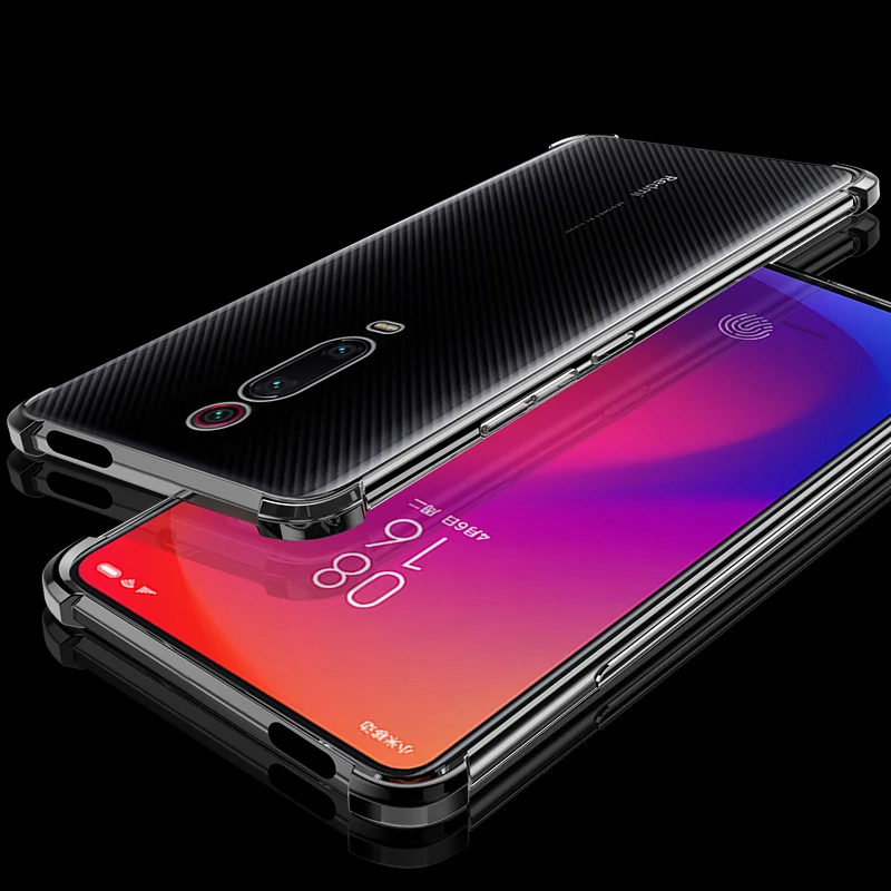 Противоударный чехол KEYSION для Xiaomi mi 9T 9T Pro A3 CC9e с защитой от ударов и ударов, прозрачный чехол для Red mi Note 7 8 7s K20 K20 pro - Цвет: Черный