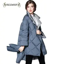 Новые модные женские зимние пуховики средней длины с отложным воротником и шарфом, женское теплое Свободное пальто на утином пуху WLX368