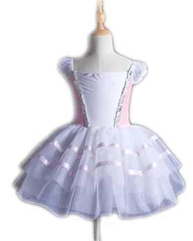 

Pink Long Professional Ballet Dance Costumes Dress For Girls Children Women Dancewear Gymnastics Leotard Balletpakje Meisje