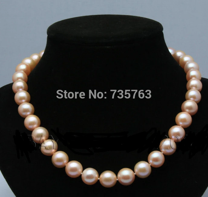 

HOT 0015023 new free velvet box pink fresh water akoya pearls necklace 18"14kt