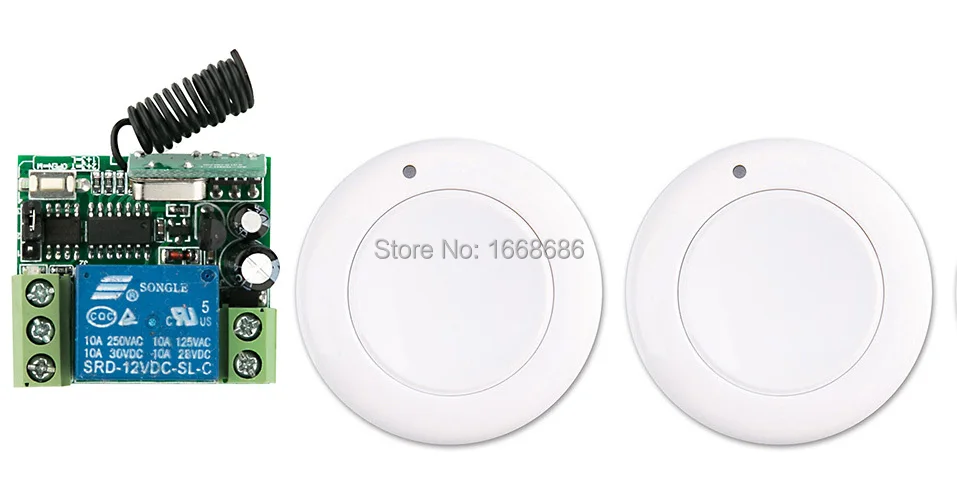 

New DC12V 1CH 10A RF Wireless Remote Control Switch System receiver & 2*White wall Panel Sticky relay Remote Smart Home Switch