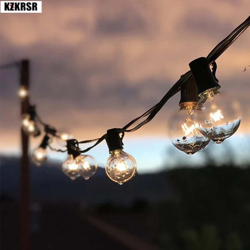 

7.6M 25pcs G40 Christmas Lights Indoor/Outdoor Led String Lights E12 Filament bulbs Wedding Lights Patio Backyard Holiday Decor