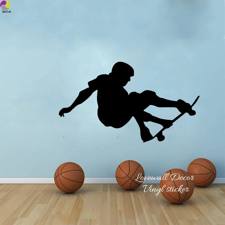 97cmx56cm Skateboard Wall Sticker Bedroom Boy Room Skater Skating Sport Wall Decal Cut Vinyl Home Decor Easy Wall Art Mural (2)