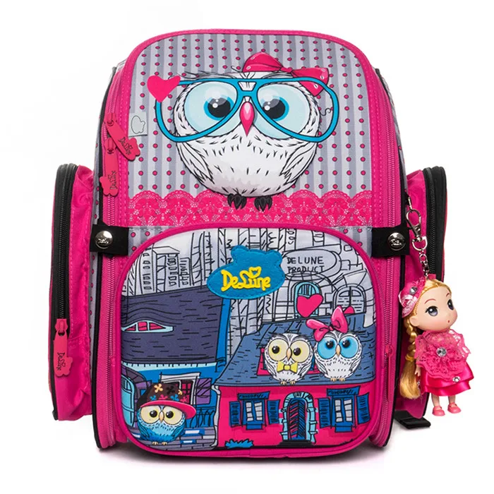 Delune, новые 3D школьные ранцы для мальчиков и девочек, школьный рюкзак для автомобиля, Детские ортопедические рюкзаки, начальная книга, Mochila Infantil - Цвет: 6-116